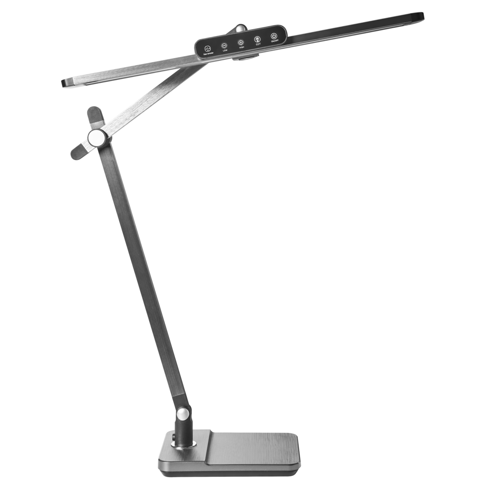 Lampada da scrivania professionale per ufficio grigia illuminazione da tavolo per lettura e computer braccio regolabile dimmer continuo