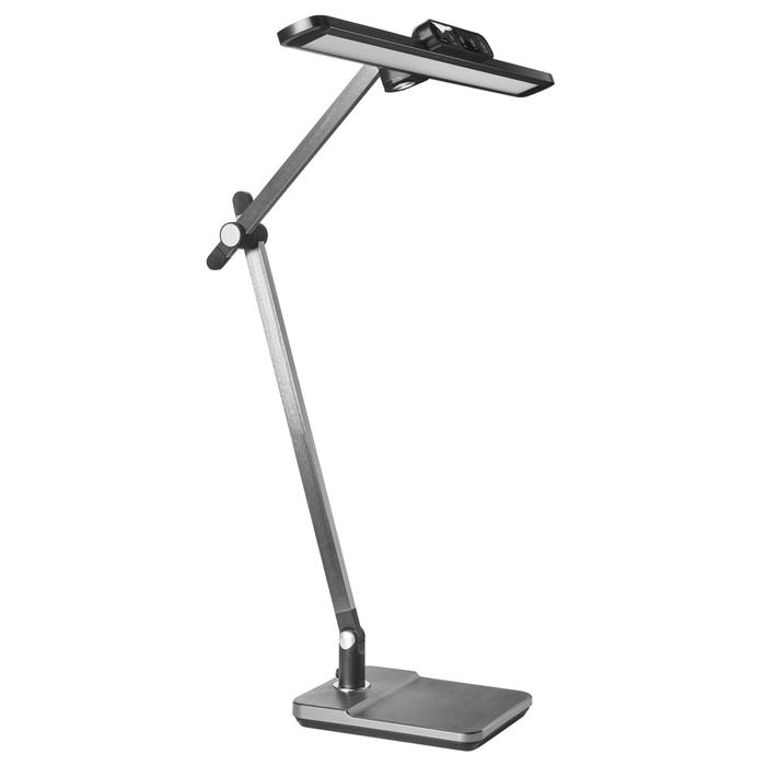 Lampada da scrivania professionale per ufficio grigia illuminazione da tavolo per lettura e computer braccio regolabile dimmer continuo