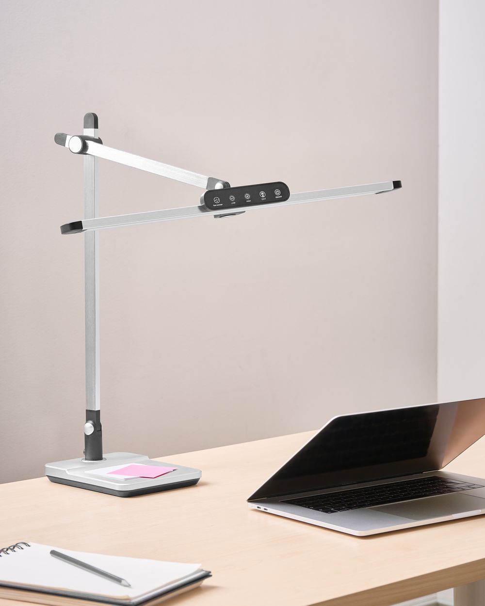 Lampada da scrivania professionale per ufficio argento illuminazione da tavolo per lettura e computer braccio regolabile dimmer continuo