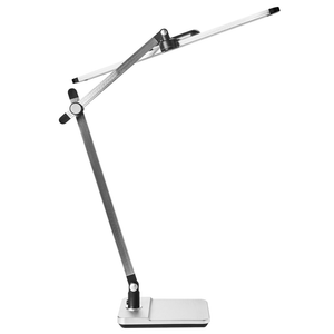 Lampada da scrivania professionale per ufficio argento illuminazione da tavolo per lettura e computer braccio regolabile dimmer continuo