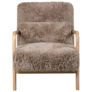 Poltrona in tessuto tortora Gambe in legno con braccioli e cuscino Soggiorno classico tradizionale