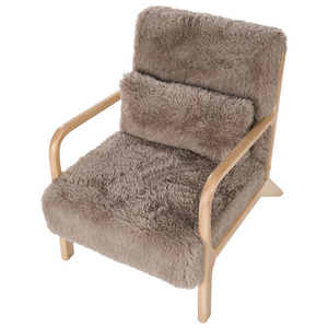 Poltrona in tessuto tortora Gambe in legno con braccioli e cuscino Soggiorno classico tradizionale