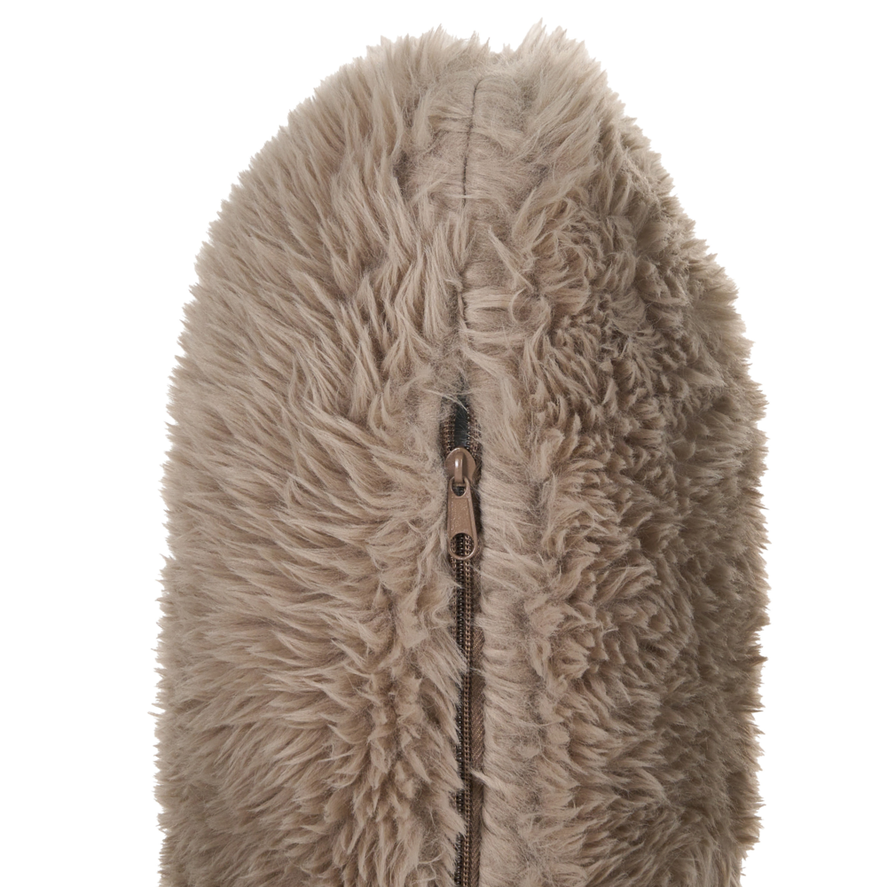 Poltrona in tessuto tortora Gambe in legno con braccioli e cuscino Soggiorno classico tradizionale