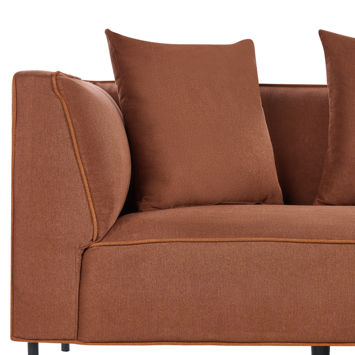 Divano angolare a 3 posti con rivestimento in tessuto marrone a sinistra e cuscini con braccioli Soggiorno in stile moderno