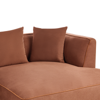 Divano angolare a 3 posti con rivestimento in tessuto marrone a sinistra e cuscini con braccioli Soggiorno in stile moderno