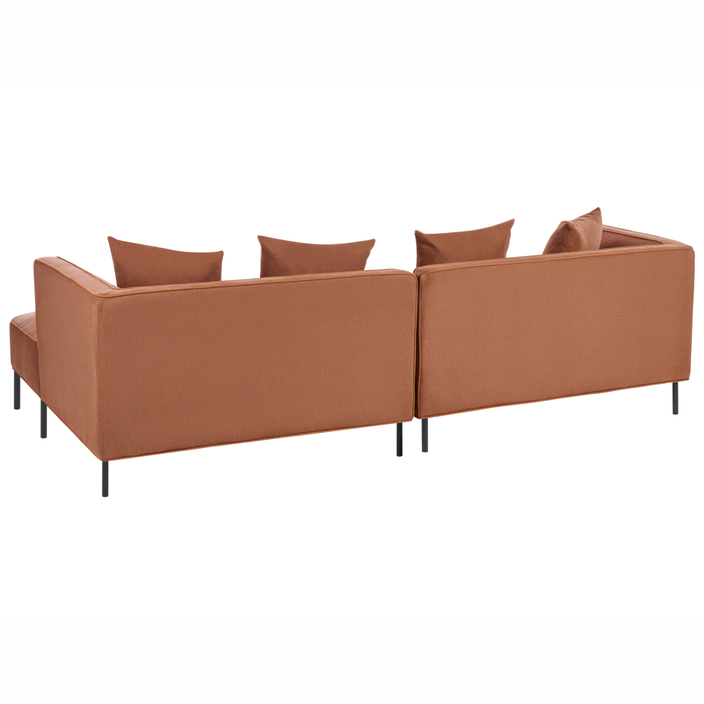 Divano angolare a 3 posti con rivestimento in tessuto marrone a sinistra e cuscini con braccioli Soggiorno in stile moderno