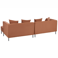 Divano angolare a 3 posti con rivestimento in tessuto marrone a sinistra e cuscini con braccioli Soggiorno in stile moderno