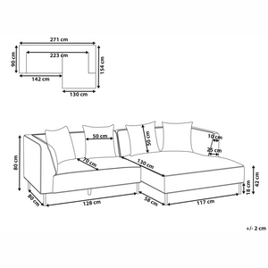 Divano angolare a 3 posti con rivestimento in tessuto marrone a sinistra e cuscini con braccioli Soggiorno in stile moderno