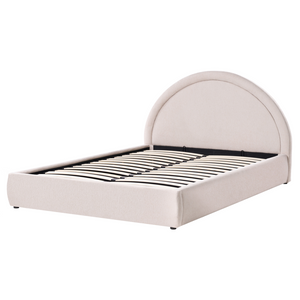 Letto matrimoniale contenitore Rivestimento in velluto beige 140 x 200 cm con testiera a doghe
