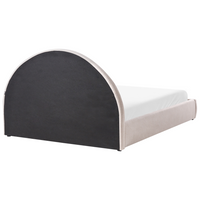 Letto matrimoniale contenitore Rivestimento in velluto beige 140 x 200 cm con testiera a doghe