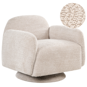 Poltrona Beige Tappezzata in tessuto Base girevole con braccioli Ampio soggiorno in stile moderno