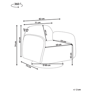 Poltrona Beige Tappezzata in tessuto Base girevole con braccioli Ampio soggiorno in stile moderno