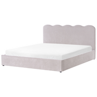 Letto in tessuto imbottito color tortora 180 x 200 cm contenitore elevabile con testiera e rete a doghe