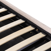 Letto in tessuto imbottito color beige 180 x 200 cm contenitore elevabile con testiera e rete a doghe