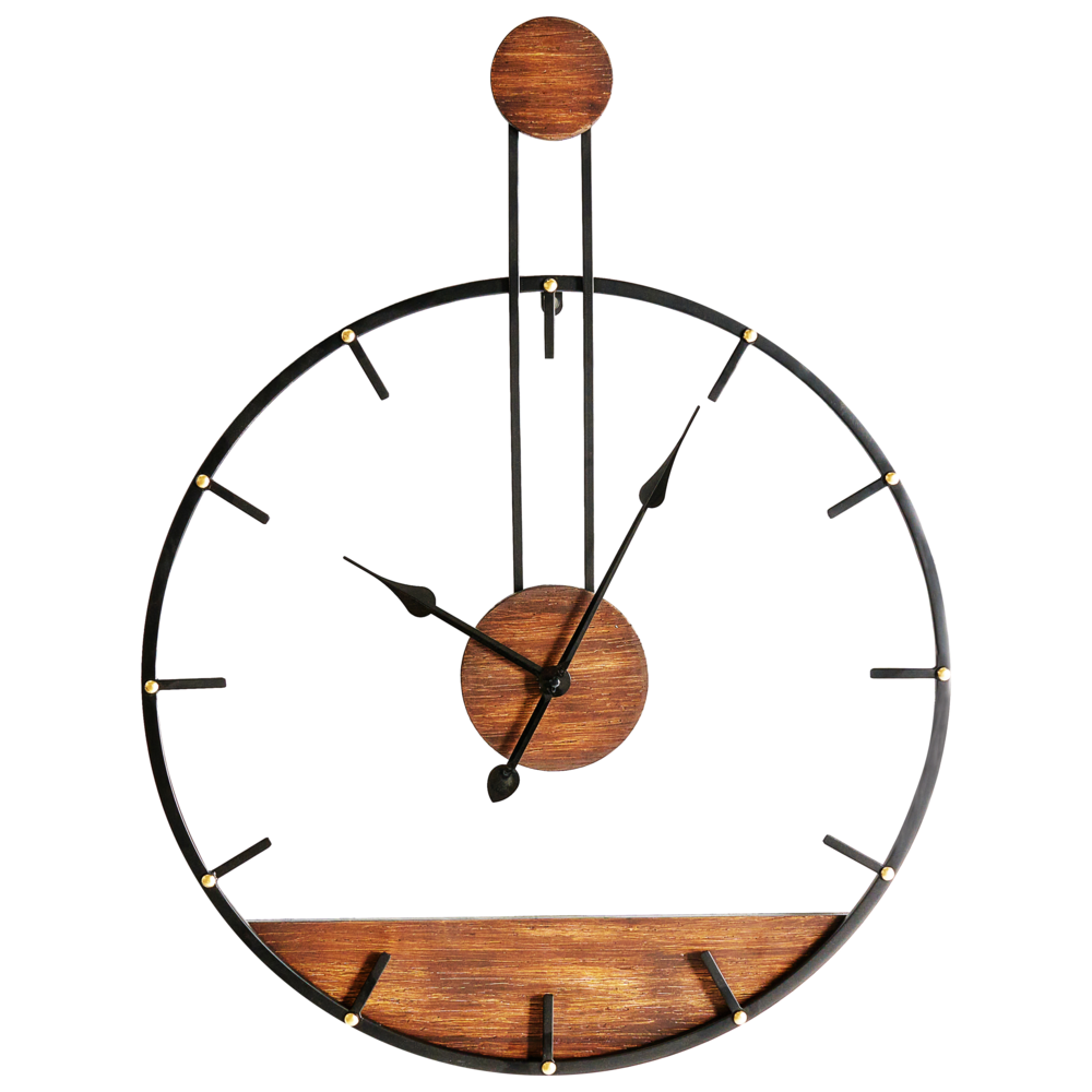 Orologio da parete moderno in stile industriale scandinavo con cornice in metallo nero