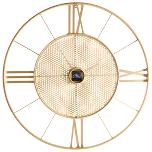 Orologio da parete in metallo dorato da appendere in stile Indistrial Scandi