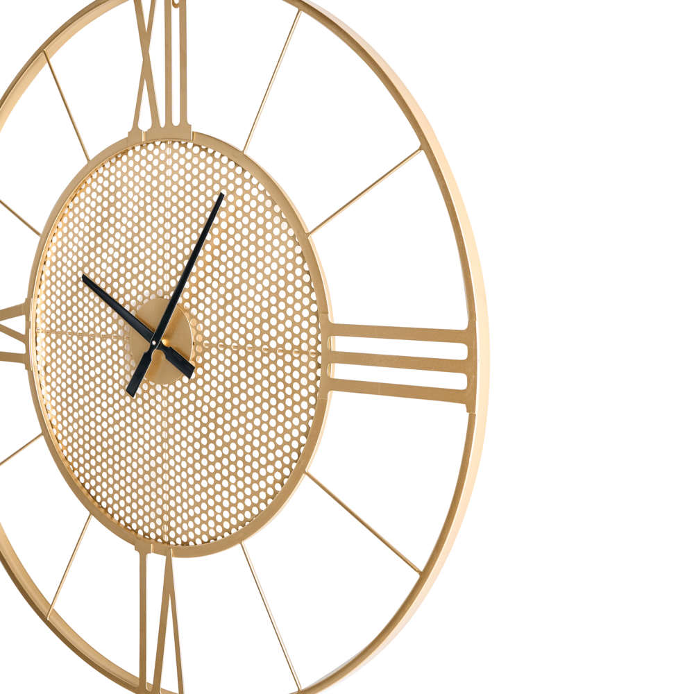 Orologio da parete in metallo dorato da appendere in stile Indistrial Scandi