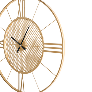 Orologio da parete in metallo dorato da appendere in stile Indistrial Scandi