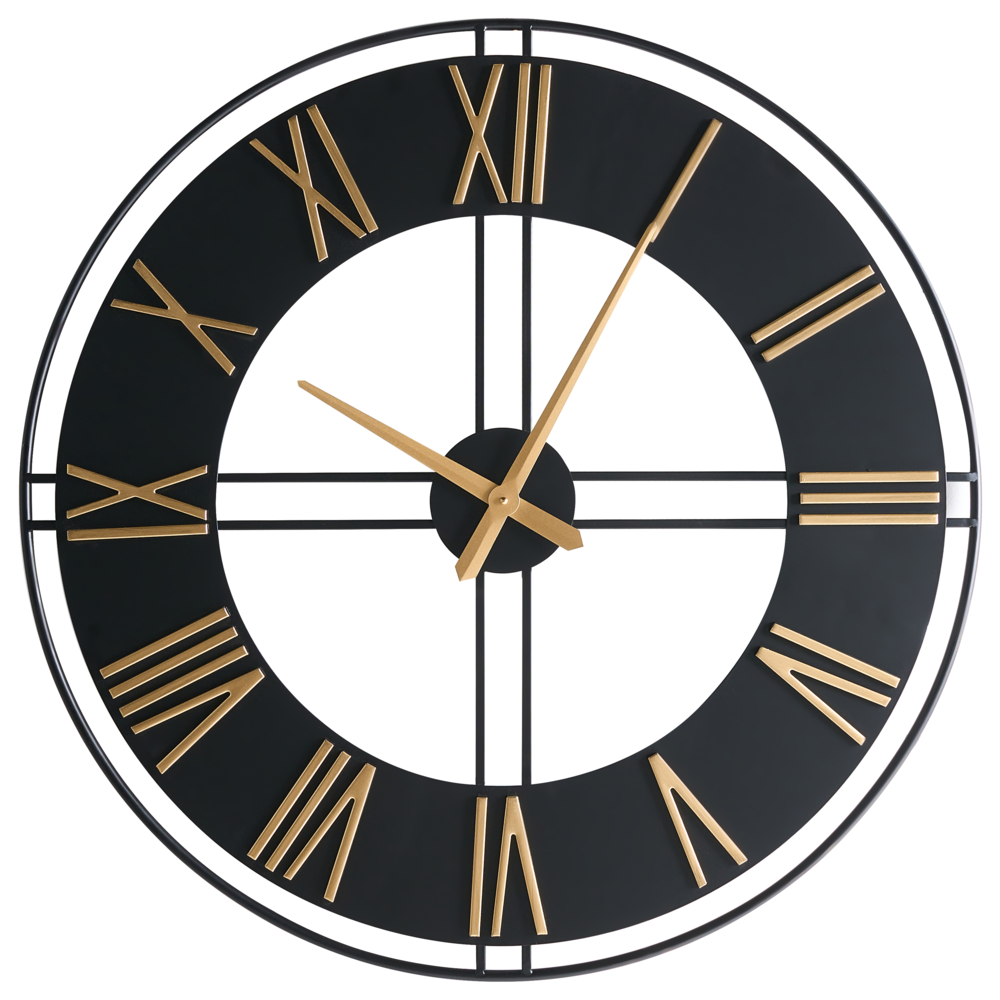 Orologio da parete in metallo nero da appendere in stile Industrial Scandi