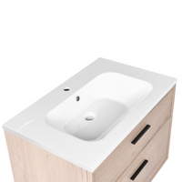 Mobile bagno sospeso con lavabo Frontale in MDF 2 cassetti 80 x 46 cm Marrone chiaro