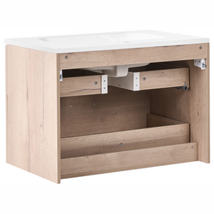 Mobile bagno sospeso con lavabo Frontale in MDF 2 cassetti 60 x 46 cm Marrone chiaro