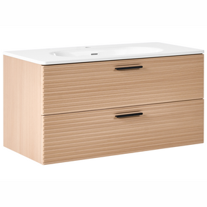 Mobile bagno sospeso con lavabo Frontale in MDF 2 cassetti 100 x 50 cm Marrone chiaro