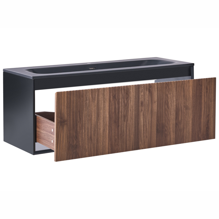 Mobile bagno sospeso con lavabo Frontale in MDF 1 cassetto 120 x 46 cm Marrone scuro