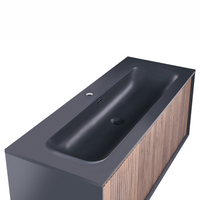 Mobile bagno sospeso con lavabo Frontale in MDF 1 cassetto 120 x 46 cm Marrone scuro