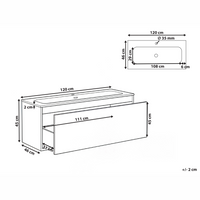 Mobile bagno sospeso con lavabo Frontale in MDF 1 cassetto 120 x 46 cm Marrone scuro