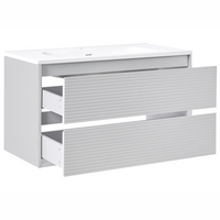 Mobile bagno sospeso con lavabo e 2 cassetti frontali 100 x 46 cm Grigio