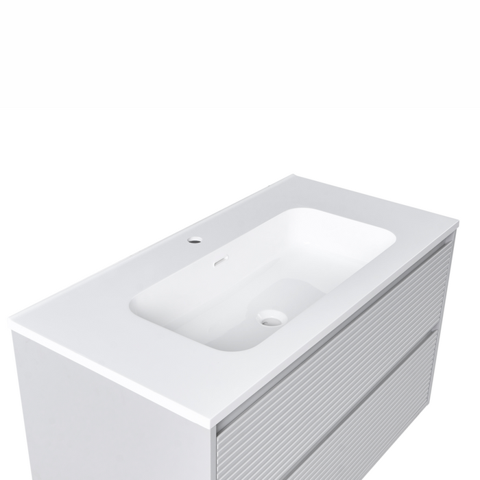 Mobile bagno sospeso con lavabo e 2 cassetti frontali 100 x 46 cm Grigio