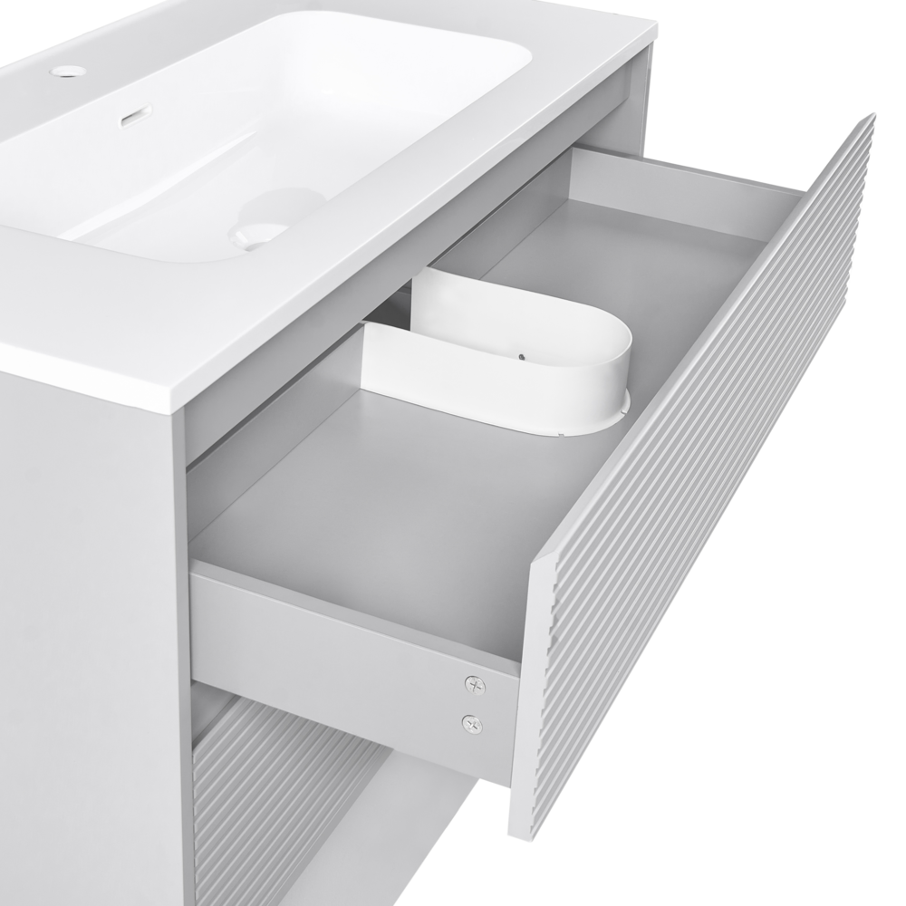 Mobile bagno sospeso con lavabo e 2 cassetti frontali 100 x 46 cm Grigio