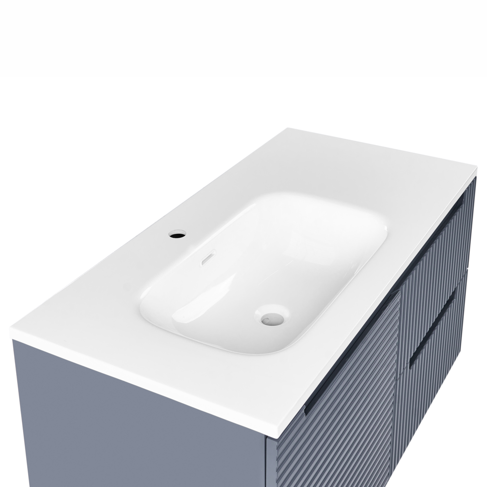 Mobile bagno sospeso con lavabo 2 cassetti frontali 1 ripiano 100 x 46 cm Grigio grafite