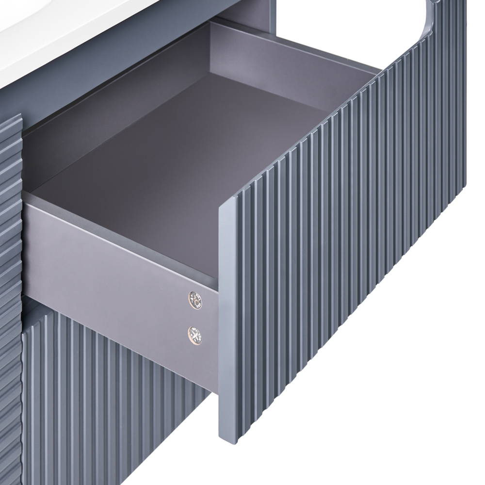 Mobile bagno sospeso con lavabo 2 cassetti frontali 1 ripiano 100 x 46 cm Grigio grafite