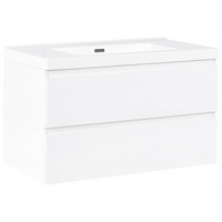Mobile bagno sospeso bianco 90 x 50 cm con 2 cassetti e lavabo