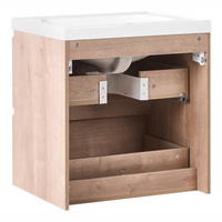 Mobile bagno sospeso con lavabo e 2 cassetti 60 x 49 cm marrone chiaro elegante