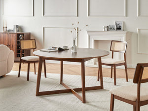 Tavolo da pranzo rovere scuro  rotondo di ispirazione retrò design soggiorno sala da pranzo