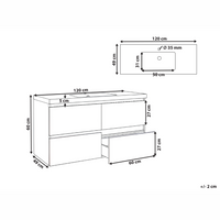 Mobile bagno sospeso con lavabo e 2 cassetti 129 x 49 cm marrone chiaro elegante