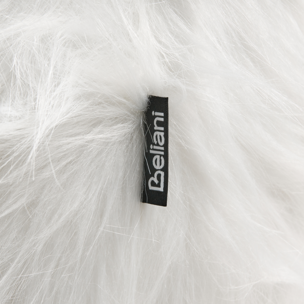 Sgabello per bambini con animali Rhino bianco Pelliccia sintetica con gambe in legno imbottite Poggiapiedi per la cameretta dei bambini