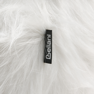 Sgabello per bambini con animali Rhino bianco Pelliccia sintetica con gambe in legno imbottite Poggiapiedi per la cameretta dei bambini