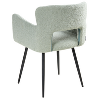 Set di 2 sedie da pranzo bouclè verde chiaro braccioli schienale intagliato gambe in metallo moderna industriale
