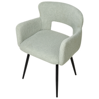 Set di 2 sedie da pranzo bouclè verde chiaro braccioli schienale intagliato gambe in metallo moderna industriale