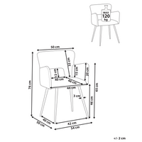 Set di 2 sedie da pranzo bouclè verde chiaro braccioli schienale intagliato gambe in metallo moderna industriale