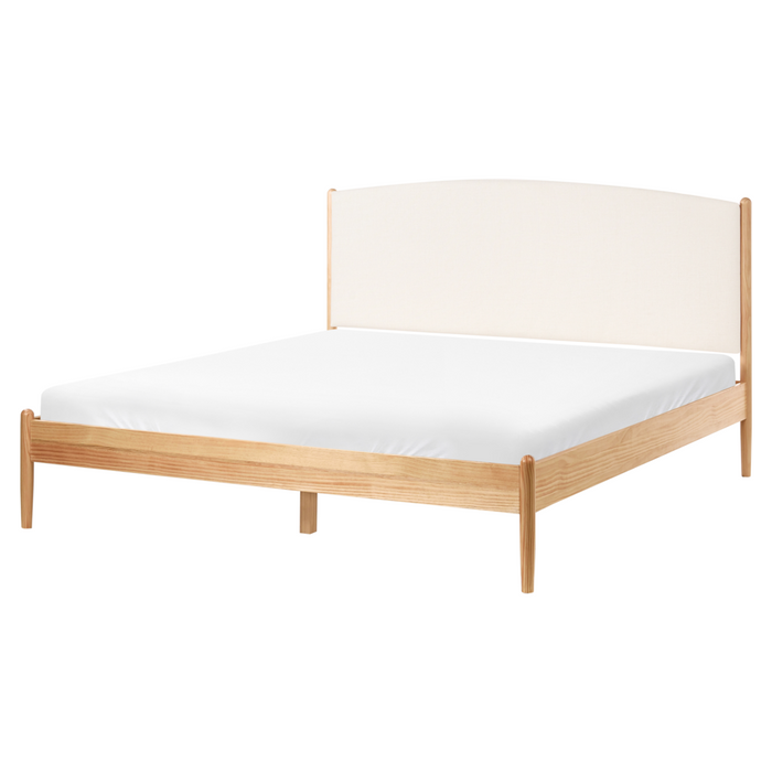 Letto minimalista con rete a doghe e testiera imbottita 160x200 cm stile elegante