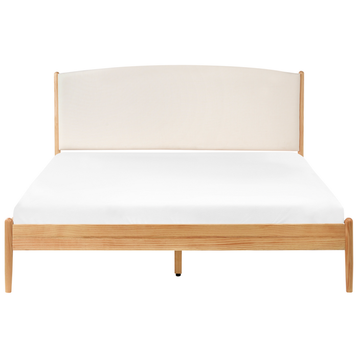 Letto minimalista con rete a doghe e testiera imbottita 160x200 cm stile elegante
