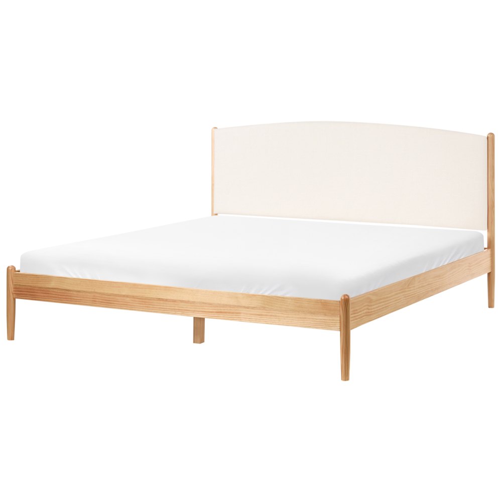 Letto minimalista con rete a doghe e testiera imbottita 180x200 cm stile elegante