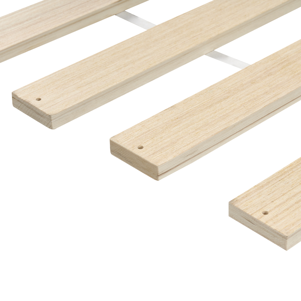 Letto minimalista con rete a doghe e testiera imbottita 160x200 cm stile elegante