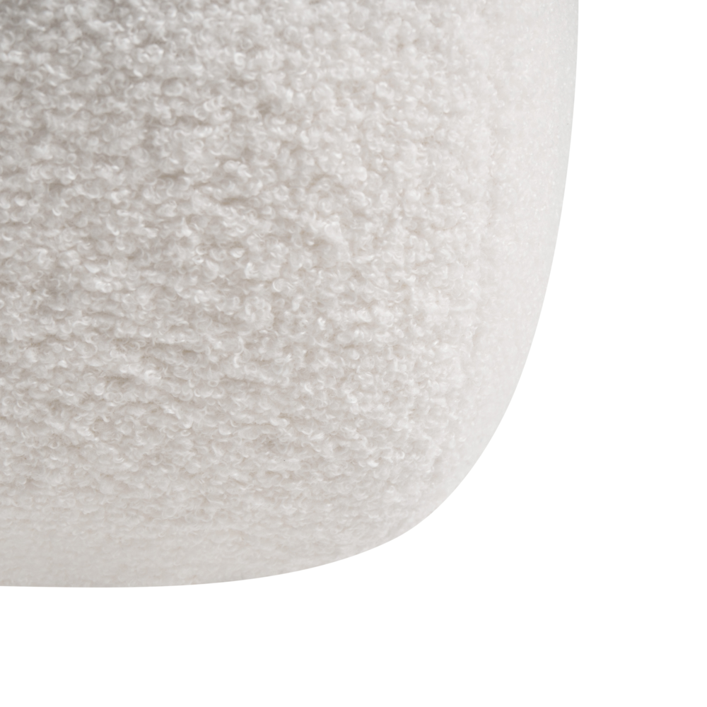 Pouf quadrato moderno grande rotondo poggiapiedi tessuto bouclé camera da letto soggiorno bianco sporco