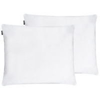 Set di 2 cuscini da letto guanciali in cotone bianco piumino d'anatra e piume 50 x 60 cm medio morbido
