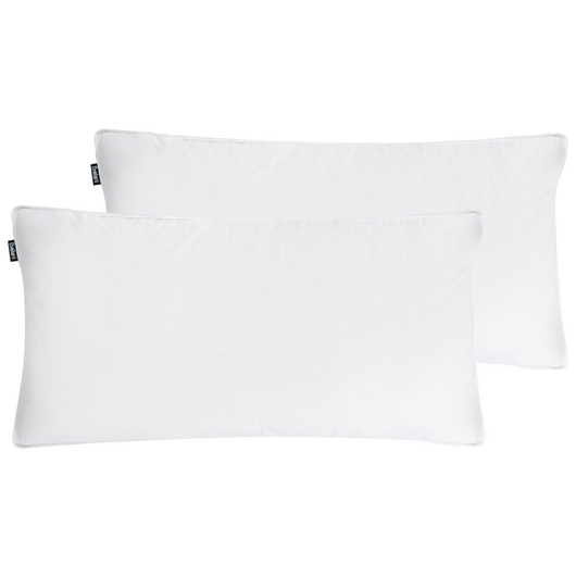 Set di 2 cuscini da letto guanciali in cotone bianco piumino d'anatra e piume 40 x 80 cm alto medio morbido